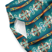 Load image into Gallery viewer, Yeehaw Teal Aztec Blanket Print Mens Swim Shorts