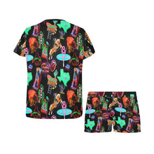 Load image into Gallery viewer, Vegas Neon Western Women's Short and Top Pajama Set