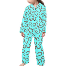 Load image into Gallery viewer, Turquoise Horseshoe Girl's Western Pajama Set