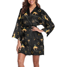 Load image into Gallery viewer, Rodeo Cowboy Satin Kimono Sleeve Robe