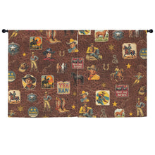 Load image into Gallery viewer, Vintage Cowboy Collage Western Curtains 52" x 63" Made in America