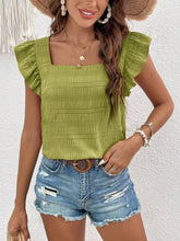 Load image into Gallery viewer, Ruffled Square Neck Cap Sleeve Blouse
