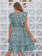 Load image into Gallery viewer, Ruffled Ditsy Floral Surplice Mini Dress