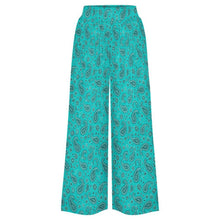 Load image into Gallery viewer, Baha Ranch Turquoise Paisley Bandana Wide Leg Pants