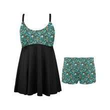 Load image into Gallery viewer, All Turquoise Swim Dress & Shorts Set