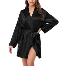 Load image into Gallery viewer, Vintage Cowboy and Horse Women's Long Sleeve Belted Satin Feel Dressing Lounge Robe