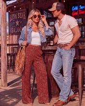 Load image into Gallery viewer, Baha Ranch Red Paisley Bandana Print High Waisted Wide Leg Pants