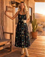 Load image into Gallery viewer, Baha Ranch The Last Roundup Country Western Prairie Dress in black