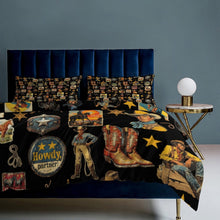 Load image into Gallery viewer, Vintage Cowboy Collage Design 3-Piece Bedding Set (1 Duvet Cover + 2 Pillow Shams) – 102"×90"