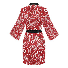 Load image into Gallery viewer, Red Bandana Women's Lounge Kimono Robe