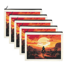 Load image into Gallery viewer, Baha Ranch Western Cowboy Sunset Cosmetic Bag Pack of 5 Made in America