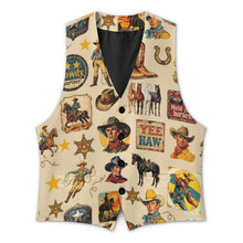 Load image into Gallery viewer, Baha Ranch Vintage Western Cowboy Collage Men's Sleeveless Suit Vest