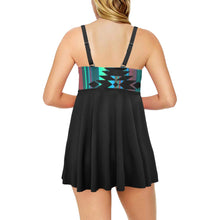 Load image into Gallery viewer, Teal Aztec Swim Dress & Shorts Set