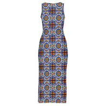 Load image into Gallery viewer, Colores de Mexico Talavera Sleeveless Bodycon Side Slit Long Dress