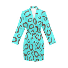 Load image into Gallery viewer, Turquoise Horseshoe Women's Long Sleeve Belted Satin Feel Dressing Lounge Robe