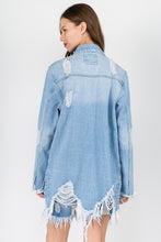 Load image into Gallery viewer, American Bazi Distressed Frayed Hem Denim Jacket