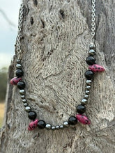 Load image into Gallery viewer, Black Onyx Speckle Beaded Chain Necklace