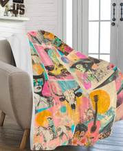 Load image into Gallery viewer, Pop Western Retro Cowgirl Collage Throw Blanket 60" x 80" Made in America