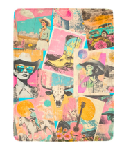 Load image into Gallery viewer, Pop Western Retro Cowgirl Collage Throw Blanket 60" x 80" Made in America