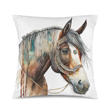 Load image into Gallery viewer, Baha Ranch Fancy Horse on White Velvety Soft Pillow Case Made in America