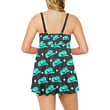 Load image into Gallery viewer, Turquoise Hat Swim Dress & Shorts Set