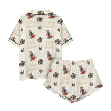 Load image into Gallery viewer, Christmas Horses Cowgirl Western Satin Short Pajama Set