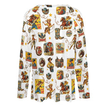 Load image into Gallery viewer, Baha Ranch Vintage Cowgirl Collage Western Print Long Sleeve Top
