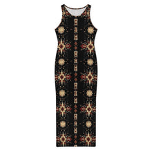 Load image into Gallery viewer, Black and Tan Aztec Bodycon Side Slit Western Maxi Dress