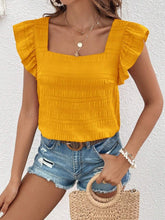 Load image into Gallery viewer, Ruffled Square Neck Cap Sleeve Blouse