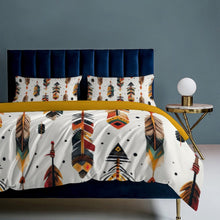 Load image into Gallery viewer, Boho Feather Print 3-Piece Bedding Set (1 Duvet Cover + 2 Pillow Shams) – 102"×90"