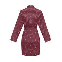 Load image into Gallery viewer, Burgandy Longhorn Women's Belted Satin Feel Dressing Lounge Robe