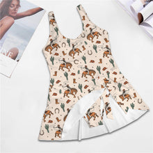 Load image into Gallery viewer, Rodeo Cowboy Print Skirted Swimsuit