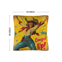 Load image into Gallery viewer, Vintage Cowgirl Up Throw Pillow Case 18 x 18 Made in America