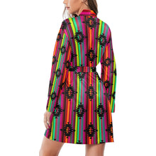 Load image into Gallery viewer, Neon Aztec Women's Long Sleeve Belted Satin Feel Dressing Lounge Robe