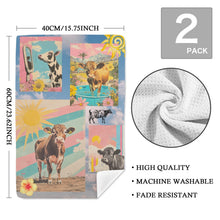 Load image into Gallery viewer, Baha Ranch Summer Cows Set of 2 (same) Kitchen Dish Towels Made in America