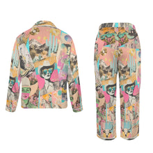 Load image into Gallery viewer, Pop Western Collage Cowgirl Satin Pajamas