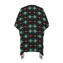 Load image into Gallery viewer, Black Turquoise Orange Aztec Duster Kimono Coverup