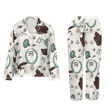 Load image into Gallery viewer, Brands & Turquoise Cowgirl Christmas Western Cowprint Satin Pajamas
