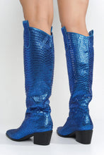 Load image into Gallery viewer, Blazing Boots - Blue or Silver - Cowgirl Sparkle Holiday Western