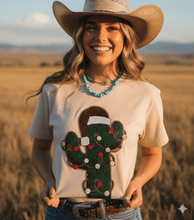 Load image into Gallery viewer, Christmas Cactus Sequins Patch Tee