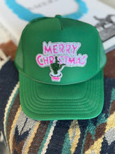 Load image into Gallery viewer, Christmas Grinch Hand Sequin Patch Trucker Hat