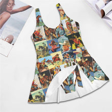 Load image into Gallery viewer, Vintage Cowboy Skirted Swimsuit