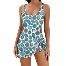 Load image into Gallery viewer, All Turquoise Skirted Swimsuit