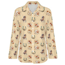 Load image into Gallery viewer, Baha Ranch Floral Horse Country Girl Long Sleeve Blouse
