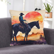 Load image into Gallery viewer, Baha Ranch Velvety Soft Watercolor Desert Cowboy Pillow Cover Made in America