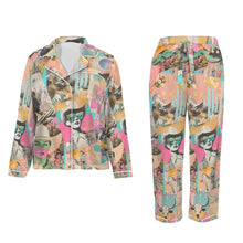 Load image into Gallery viewer, Pop Western Collage Cowgirl Satin Pajamas
