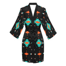 Load image into Gallery viewer, Orange Turquoise Women's Lounge Kimono Robe