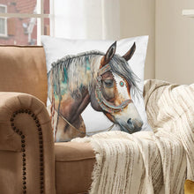 Load image into Gallery viewer, Baha Ranch Fancy Horse on White Velvety Soft Pillow Case Made in America