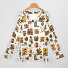 Load image into Gallery viewer, Baha Ranch Vintage Cowgirl Collage Western Print Long Sleeve Top