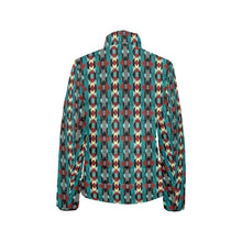 Load image into Gallery viewer, Teal Aztec Women's Puffy Bomber Jacket